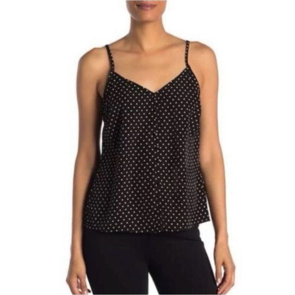 SANCTUARY | Black & Tan Polka Dot Spaghetti-Strap Cami Tank Top Women’s Size L